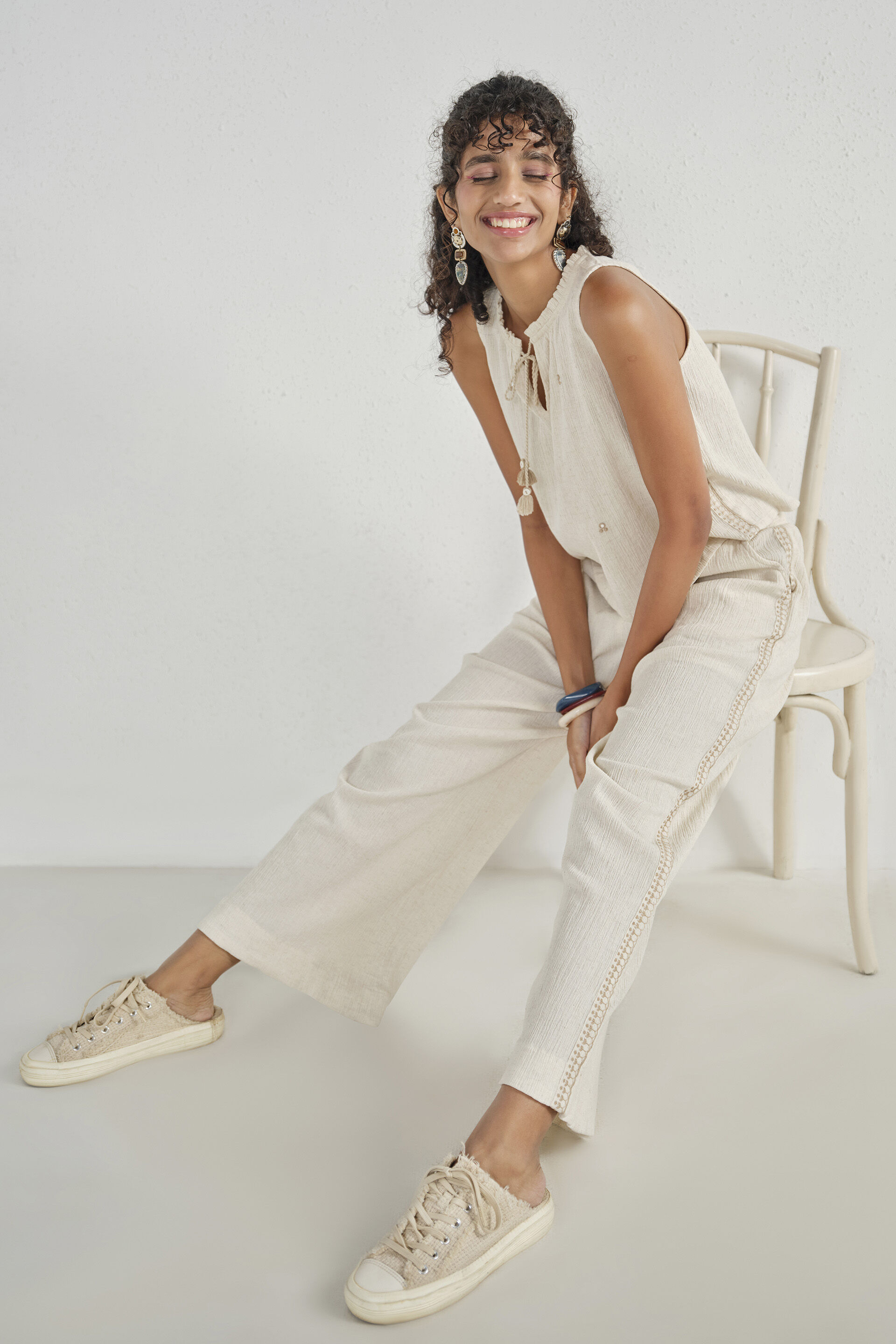 Neera Embroidered Co-ord Set, Natural, image 5